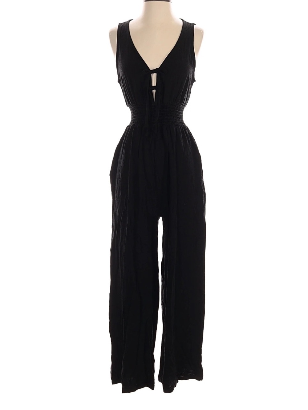 Anthropologie Wasabi + Mint black linen blend Jumpsuit small